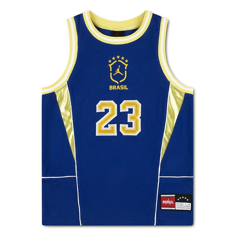 Youth Jordan Brand Yellow Brazil National Team Mesh Basketball Fashion Jersey