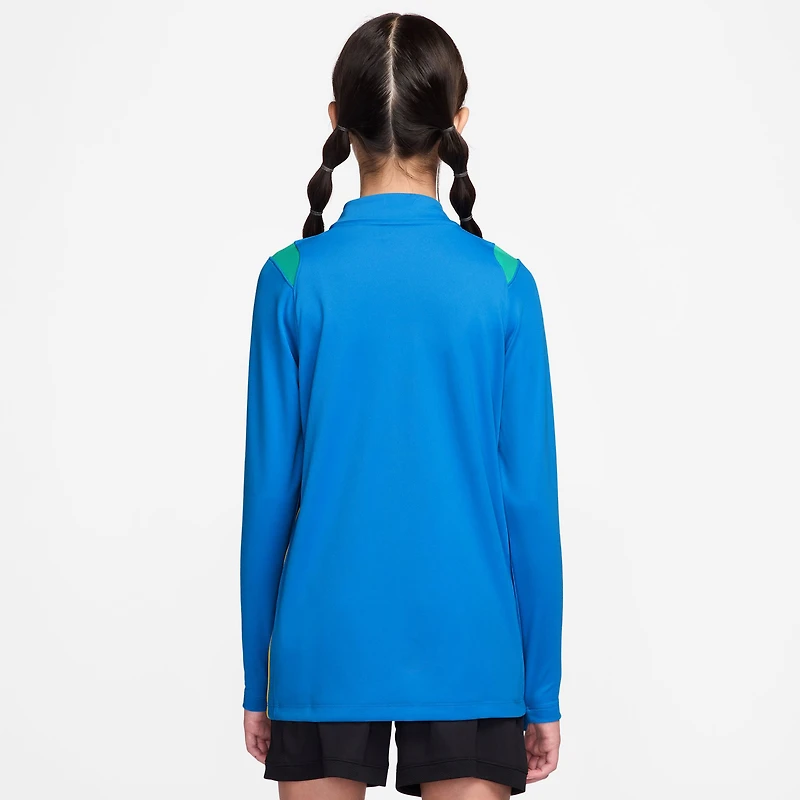 Youth Nike Blue Brazil National Team 2026 Academy Pro Dri-FIT Long Sleeve Quarter-Zip Drill Top