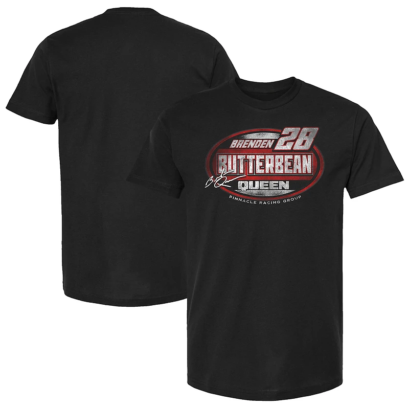 T-shirt noir à damier pour homme avec nom et numéro de Brenden Queen