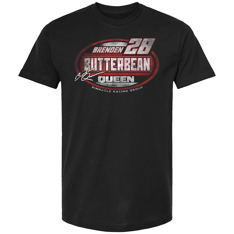 T-shirt noir à damier pour homme avec nom et numéro de Brenden Queen