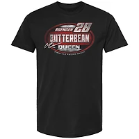 T-shirt noir à damier pour homme avec nom et numéro de Brenden Queen