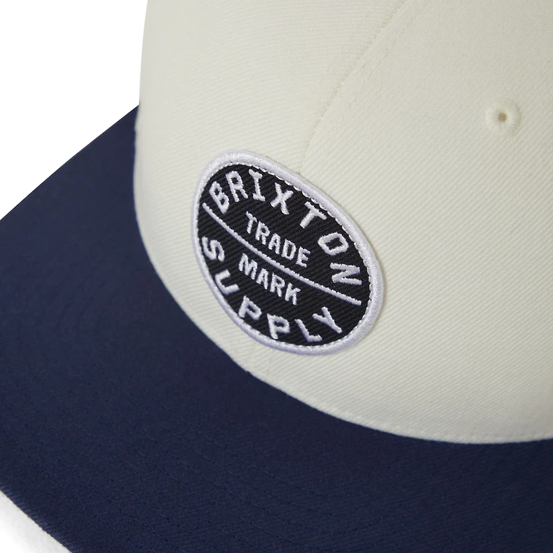 Men's Brixton Cream/Navy Oath III Snapback Hat