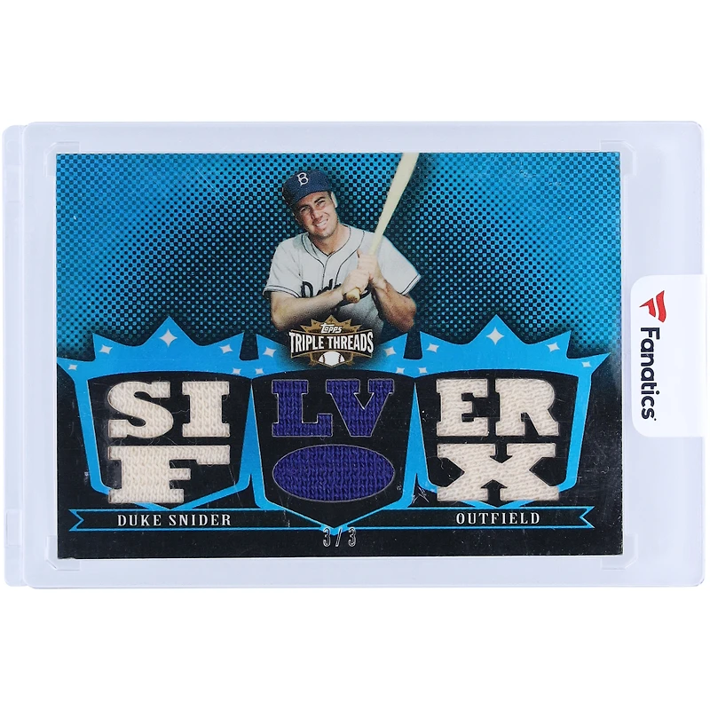 Duke Snider Brooklyn Dodgers 2007 Topps Triple Threads Multi Game-Used Relics #TTR-82 #3/3 Card