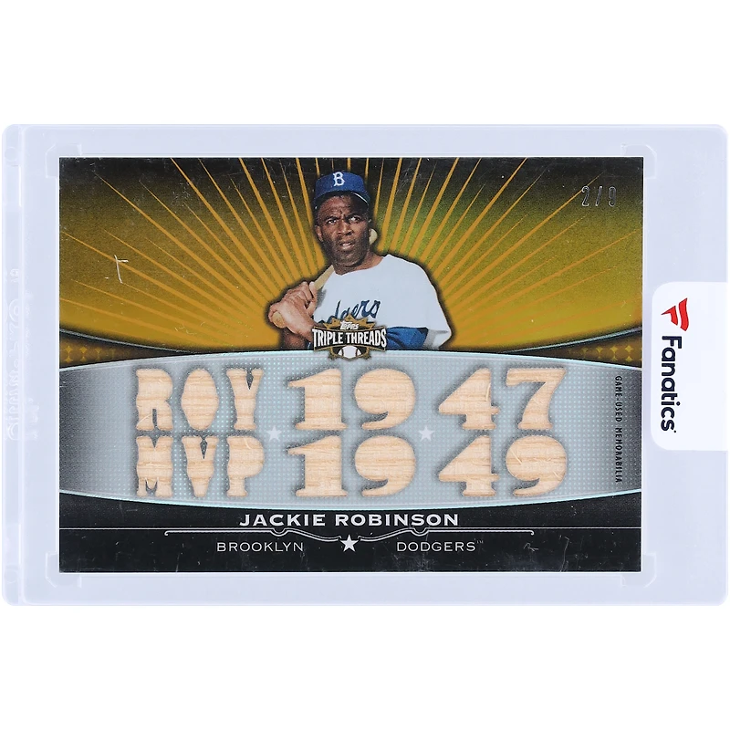 Jackie Robinson Brooklyn Dodgers 2011 Topps Triple Threads Multi Game-Used Relics #TTFR-18 #2/9 Card
