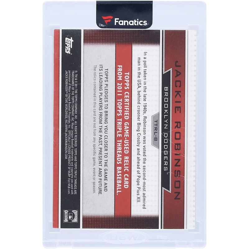 Jackie Robinson Brooklyn Dodgers 2011 Topps Triple Threads Multi Game-Used Relics #TTRL-8 #1/36 Card