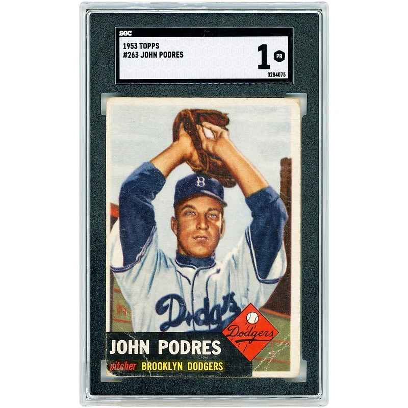 Johnny Podres Brooklyn Dodgers 1953 Topps #263 SGC Authenticated 1 Rookie Card