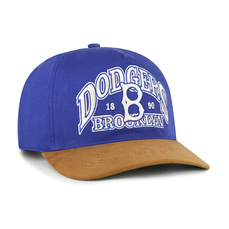 Casquette ajustable en daim Brooklyn Dodgers Cooperstown Break Wood, coloris royal/marron, modèle 47