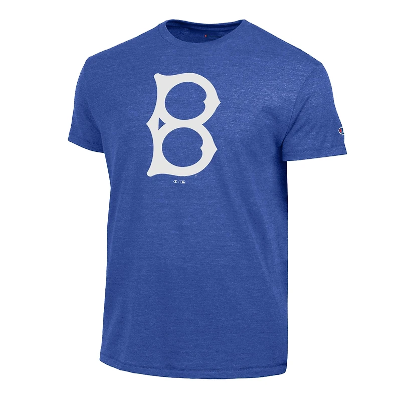 Men's Champion  Royal Brooklyn Dodgers Cooperstown Logo Tri-Blend T-Shirt