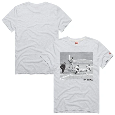 T-shirt tri-mélange graphique hommage Jackie Robinson Ash Brooklyn Dodgers Cooperstown Collection Pay Homage Player