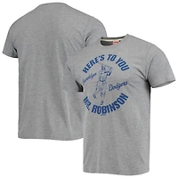 T-shirt triple mélange Hommage Jackie Robinson gris Brooklyn Dodgers pour hommes