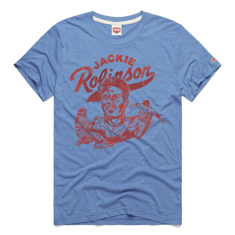 T-shirt graphique bleu clair pour homme, hommage à Jackie Robinson, joueur des Brooklyn Dodgers
