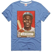 Men's Homage Jackie Robinson Light Blue Brooklyn Dodgers Topps Baseball Card Tri-Blend T-Shirt