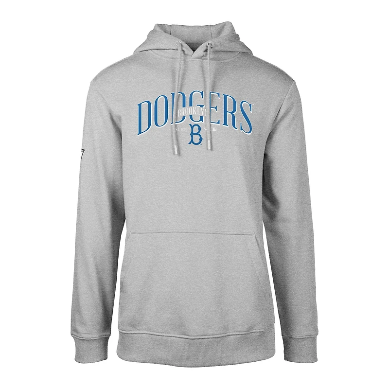 Men's Levelwear Gray Brooklyn Dodgers Cooperstown Collection Podium Retro Pullover Hoodie