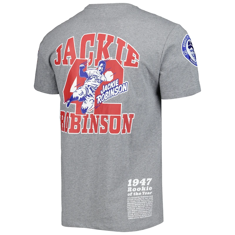 Men's Mitchell & Ness Jackie Robinson Gray Brooklyn Dodgers Cooperstown Collection Legends T-Shirt
