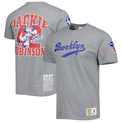 Men's Mitchell & Ness Jackie Robinson Gray Brooklyn Dodgers Cooperstown Collection Legends T-Shirt