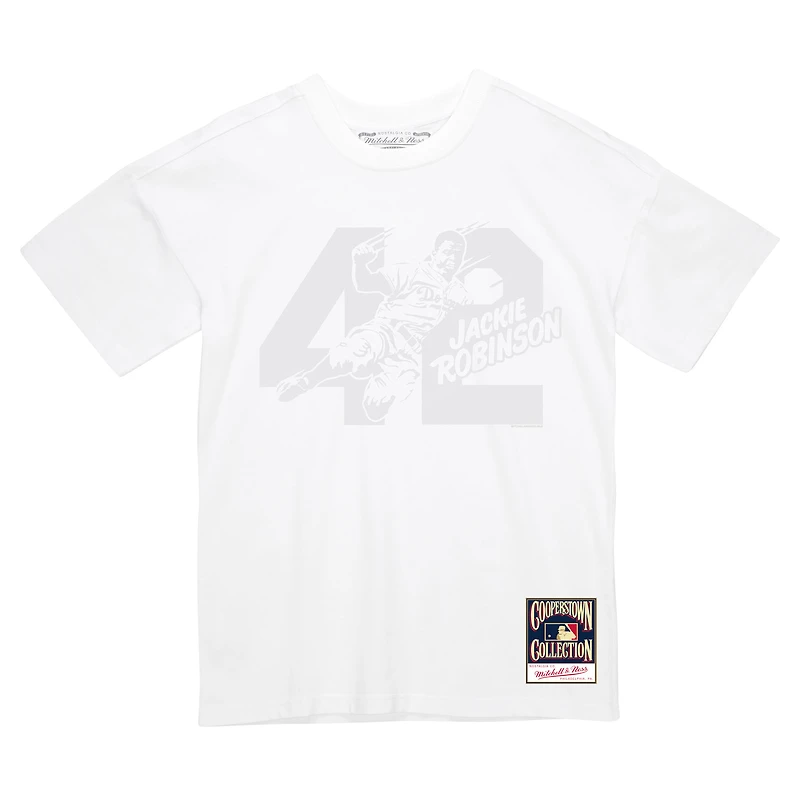 Mitchell & Ness Jackie Robinson blanc Brooklyn Dodgers Cooperstown Collection Sliding 42 T-shirt pour hommes