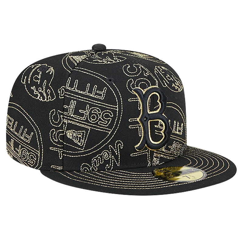Men's New Era Black Brooklyn Dodgers 59FIFTY Day Allover Fitted Hat