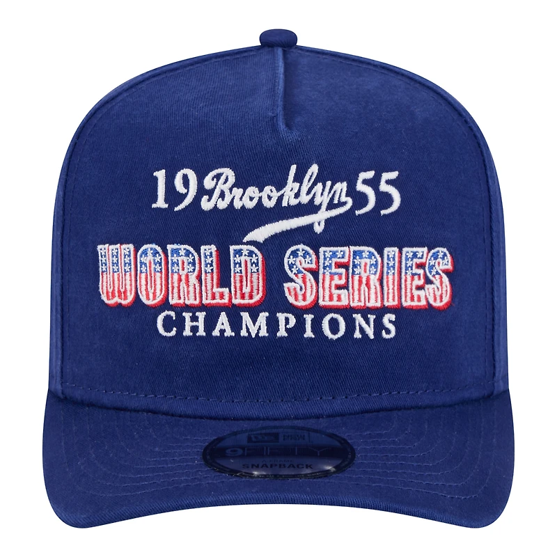 Men's New Era Royal Brooklyn Dodgers 1955 World Series Champions Throwback 9FIFTY A-Frame Snapback Hat