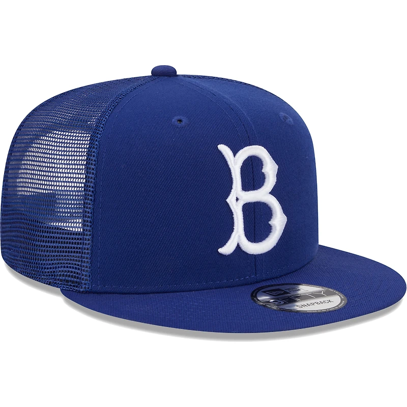 Casquette New Era Royal Brooklyn Dodgers Cooperstown Collection Team Color Trucker 9FIFTY Snapback pour homme