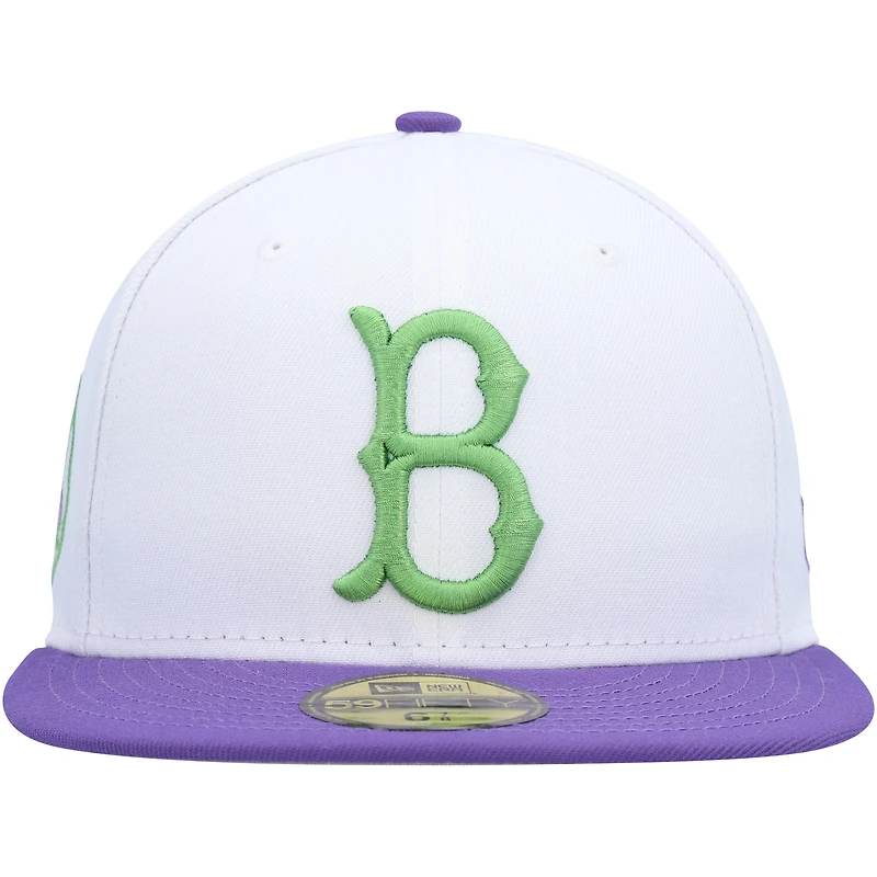 Men's New Era White Brooklyn Dodgers  Side Patch 59FIFTY Fitted Hat