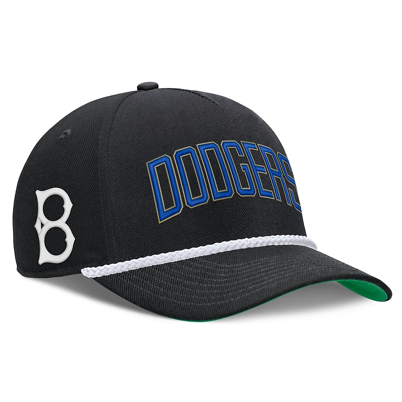 Men's Nike Black Brooklyn Dodgers Cooperstown Collection Rise Adjustable Hat