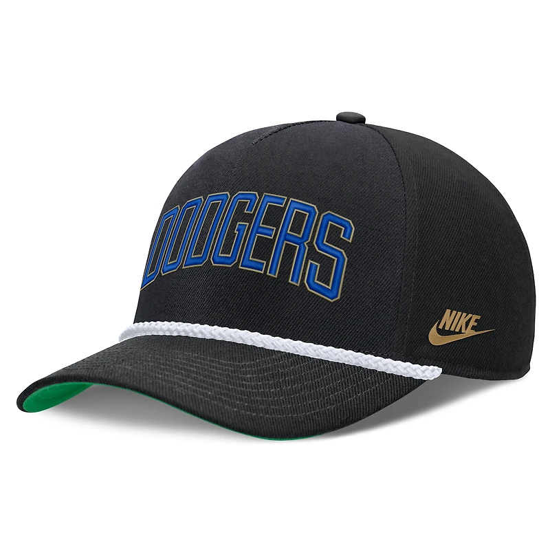 Casquette ajustable Nike Brooklyn Dodgers Cooperstown Collection Rise noire pour homme