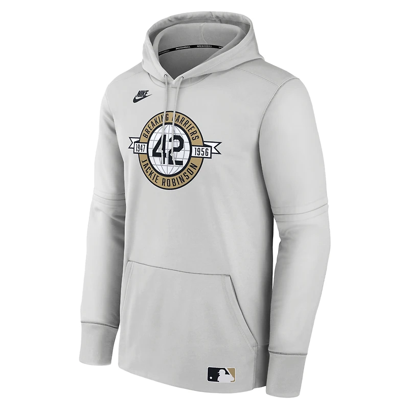 Men's Nike Cream Brooklyn Dodgers Authentic Collection 2026 Jackie Robinson Day Therma-FIT Hoodie