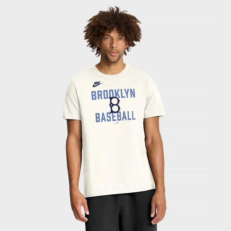 T-shirt Nike crème pour homme Brooklyn Dodgers, collection Cooperstown, inspiré des années 70