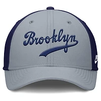 Casquette Nike Performance Flex grise/bleu marine Brooklyn Dodgers Rise Swoosh pour homme
