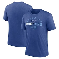 Men's Nike Heather Royal Brooklyn Dodgers Rewind Review Slash Tri-Blend - T-Shirt