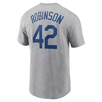 Men's Nike Jackie Robinson Heather Gray Brooklyn Dodgers Cooperstown Collection Fuse Name & Number T-Shirt
