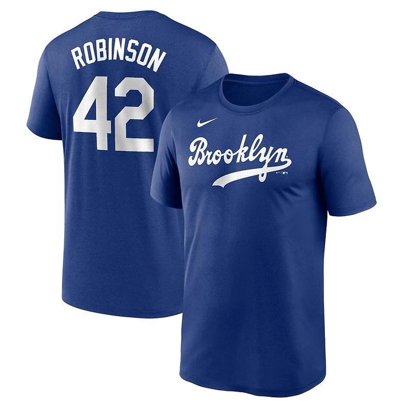 T-shirt Nike Jackie Robinson Royal pour homme, avec nom et numéro légendaires des Brooklyn Dodgers