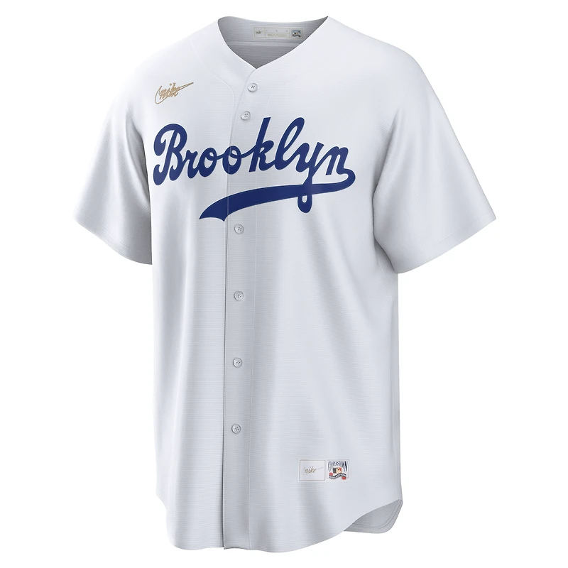 Maillot Nike Jackie Robinson blanc pour homme des Brooklyn Dodgers, collection Cooperstown, Day