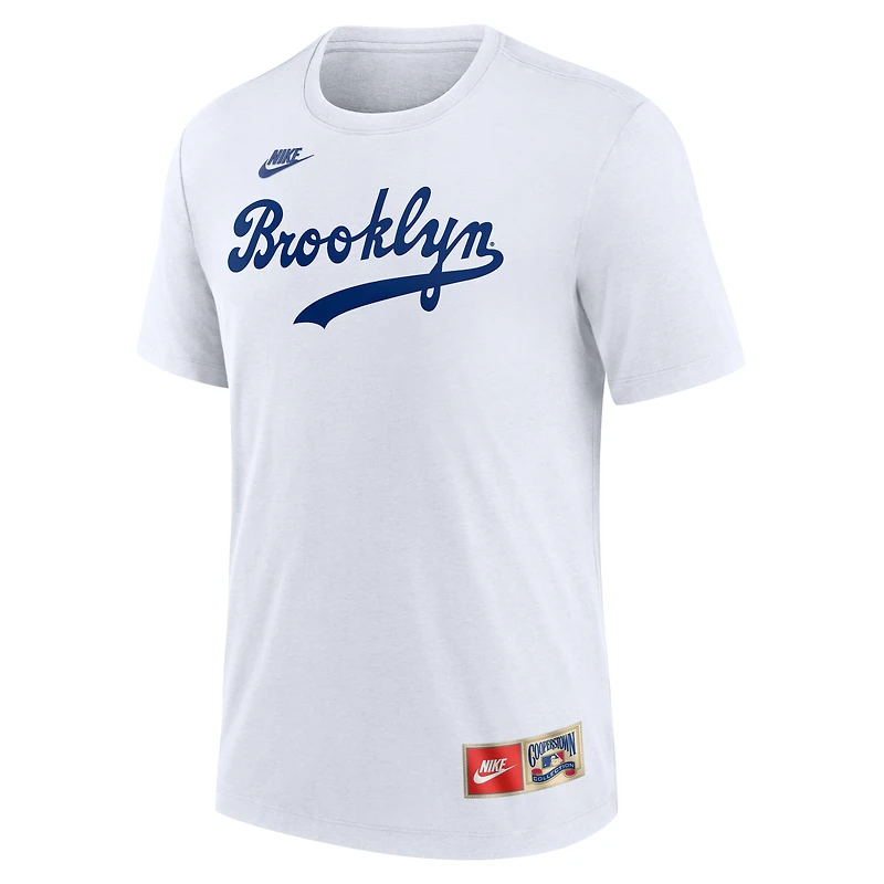 Men's Nike Jackie Robinson White Brooklyn Dodgers Cooperstown Collection Tri-Blend Name & Number T-Shirt