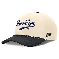 Men's Nike Natural/Black Brooklyn Dodgers Cooperstown Collection Rise Adjustable Hat