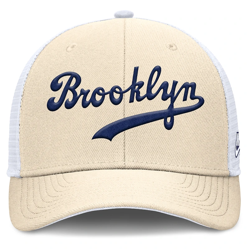 Casquette ajustable Nike Natural Brooklyn Dodgers Cooperstown Collection Dri-FIT Rise Trucker pour homme