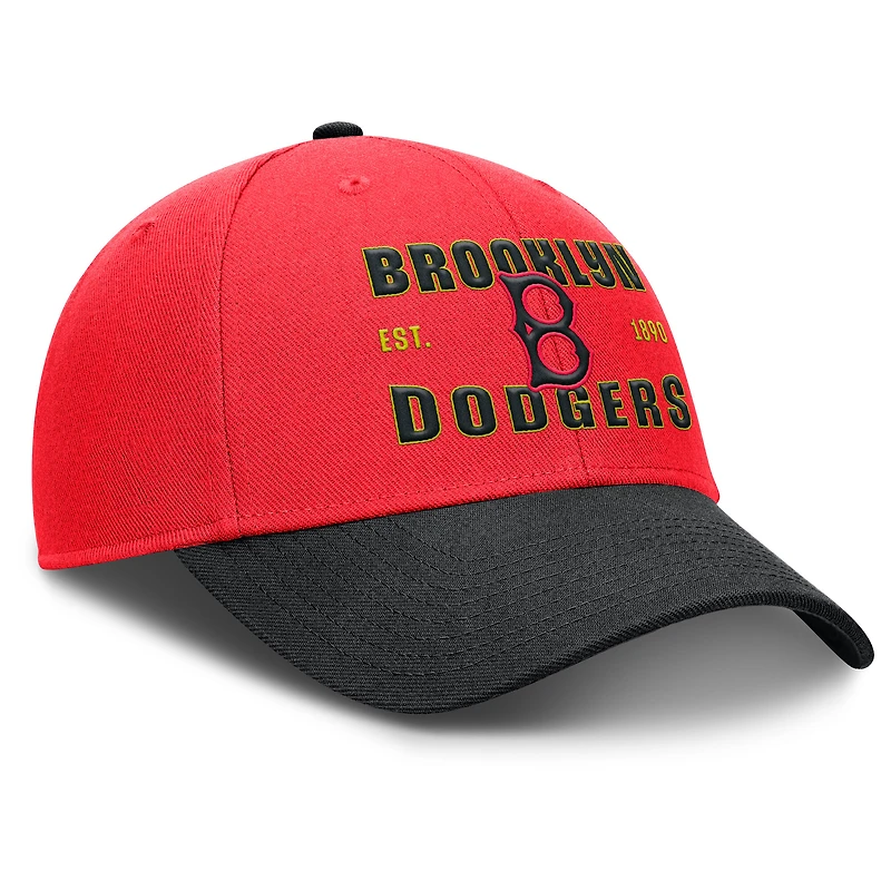 Men's Nike Red/Black Brooklyn Dodgers Cooperstown Collection Rise Neon Performance Adjustable Hat