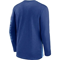 T-shirt à manches longues Nike Royal/Bleu clair Los Angeles Dodgers Cooperstown Collection Rewind Splitter Slub