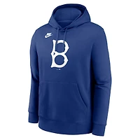 Men's Nike Royal Brooklyn Dodgers Cooperstown Collection Logo Club Pullover Hoodie