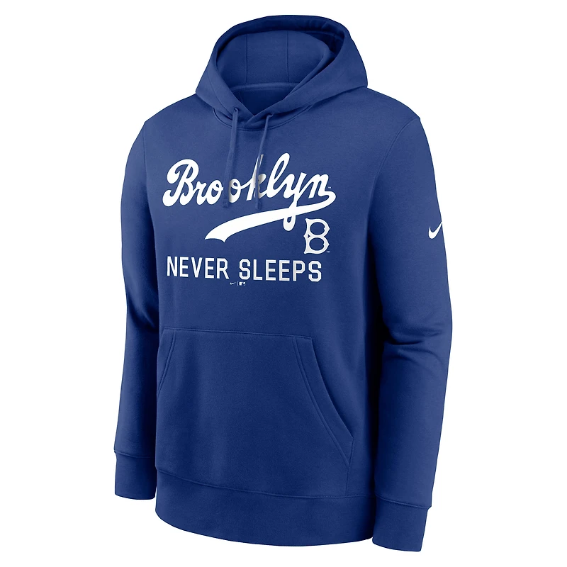 Sweat à capuche Nike Royal Brooklyn Dodgers Never Sleeps Club pour homme