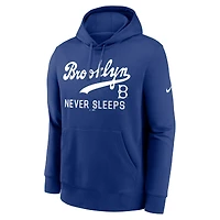 Sweat à capuche Nike Royal Brooklyn Dodgers Never Sleeps Club pour homme