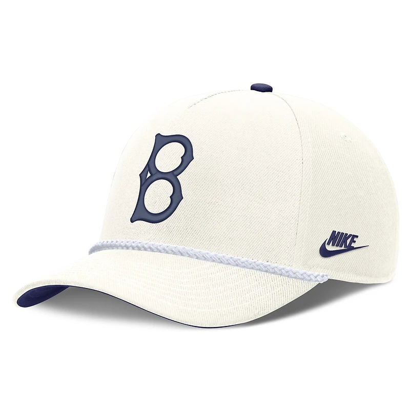 Casquette ajustable Nike blanche Brooklyn Dodgers Cooperstown Collection Rise pour homme