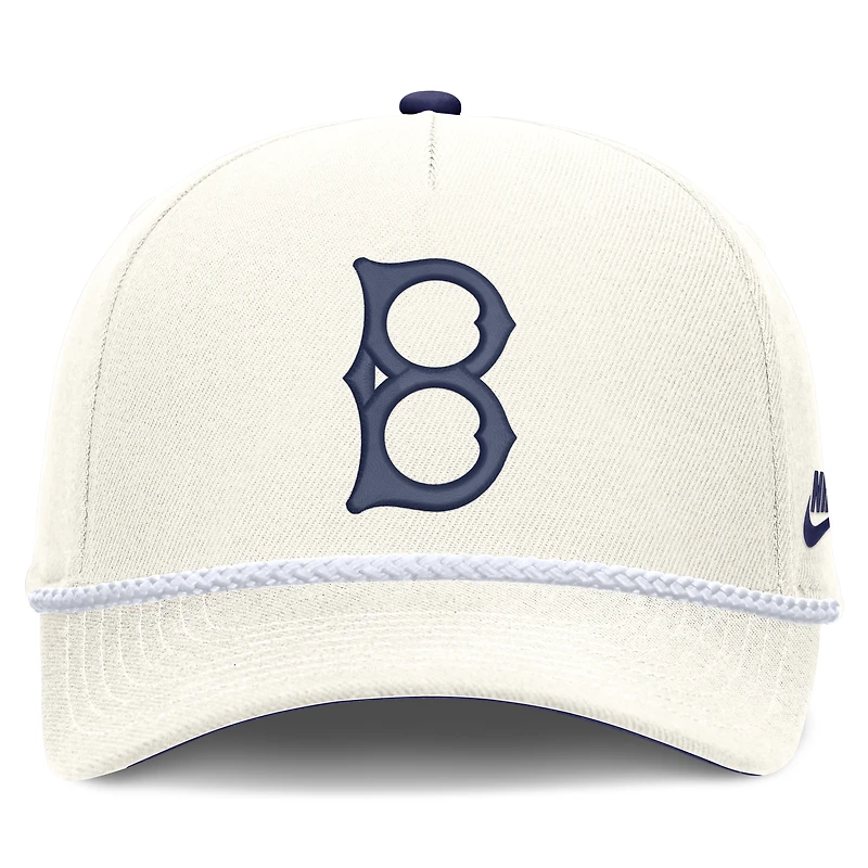 Casquette ajustable Nike blanche Brooklyn Dodgers Cooperstown Collection Rise pour homme
