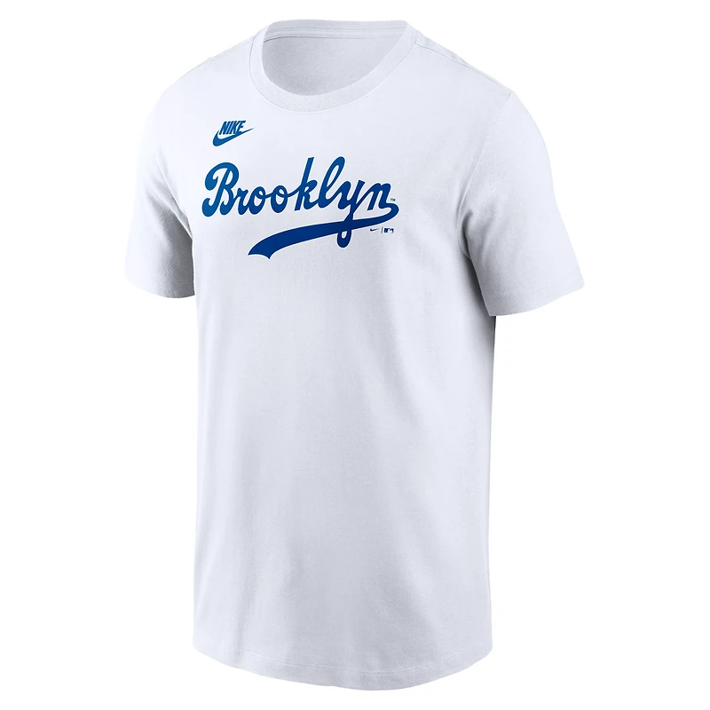 Men's Nike White Brooklyn Dodgers Cooperstown Collection Wordmark T-Shirt