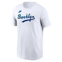 Men's Nike White Brooklyn Dodgers Cooperstown Collection Wordmark T-Shirt