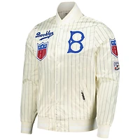 Men's Pro Standard Cream Brooklyn Dodgers Cooperstown Collection Pinstripe Retro Classic Satin Full-Snap Jacket