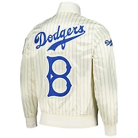 Men's Pro Standard Cream Brooklyn Dodgers Cooperstown Collection Pinstripe Retro Classic Satin Full-Snap Jacket
