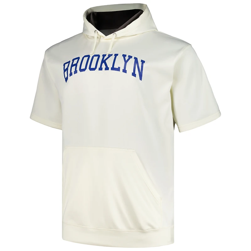 Sweat à capuche contrasté manches courtes pour homme Profile Oatmeal Brooklyn Dodgers Big & Tall Cooperstown Collection