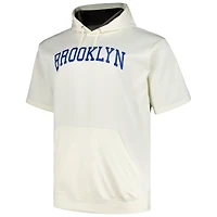 Sweat à capuche contrasté manches courtes pour homme Profile Oatmeal Brooklyn Dodgers Big & Tall Cooperstown Collection