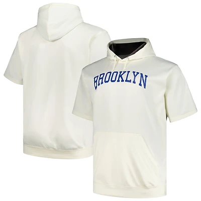 Sweat à capuche contrasté manches courtes pour homme Profile Oatmeal Brooklyn Dodgers Big & Tall Cooperstown Collection